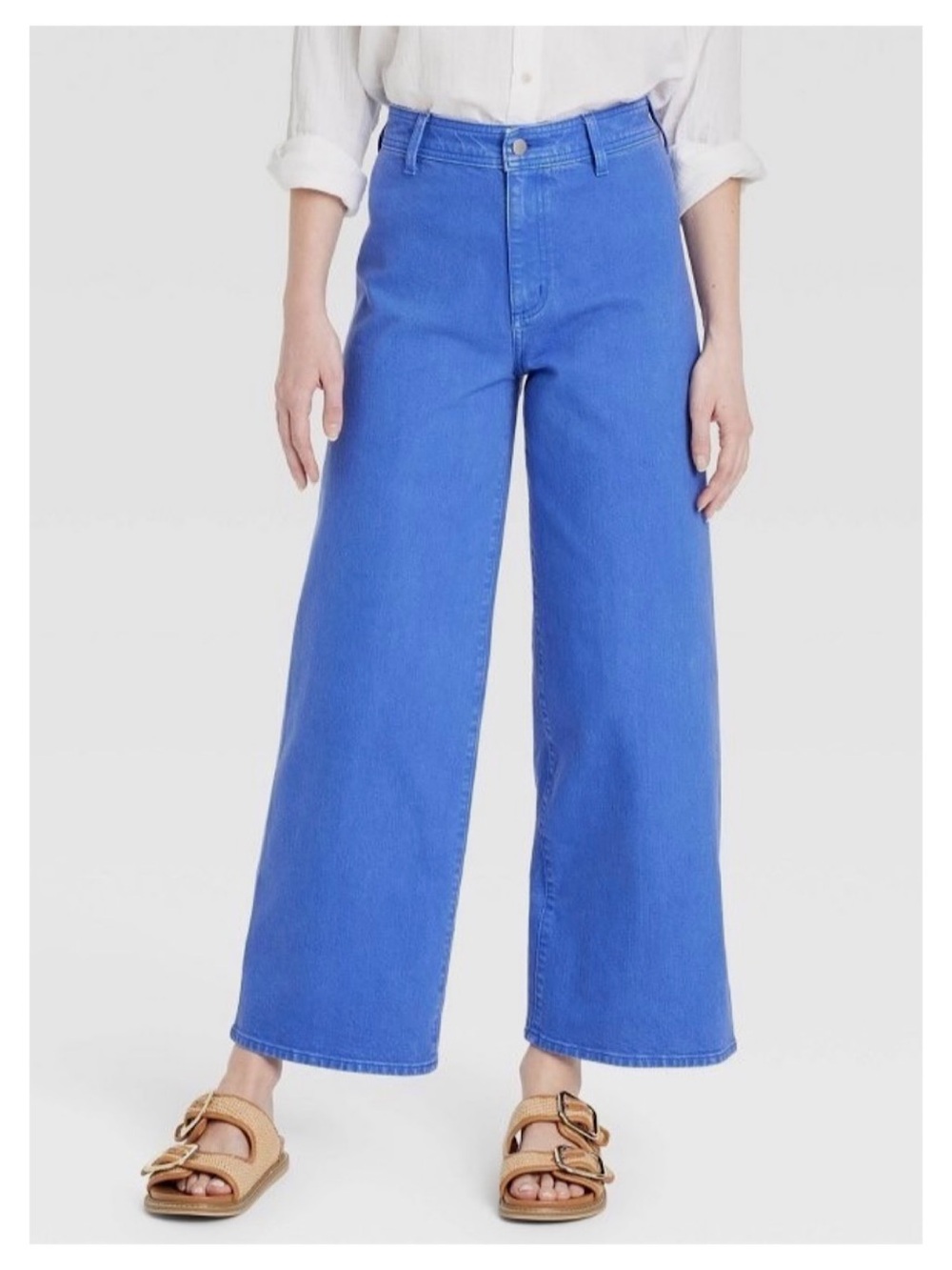 Wide-Leg High-Rise Jeans - Blue